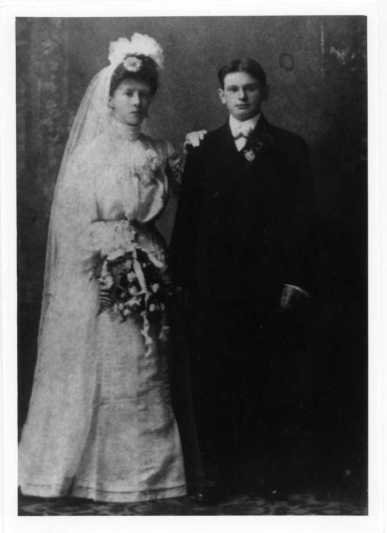 August and Theresa on their wedding day